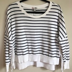 Amuse Society Striped Fringe Sweater